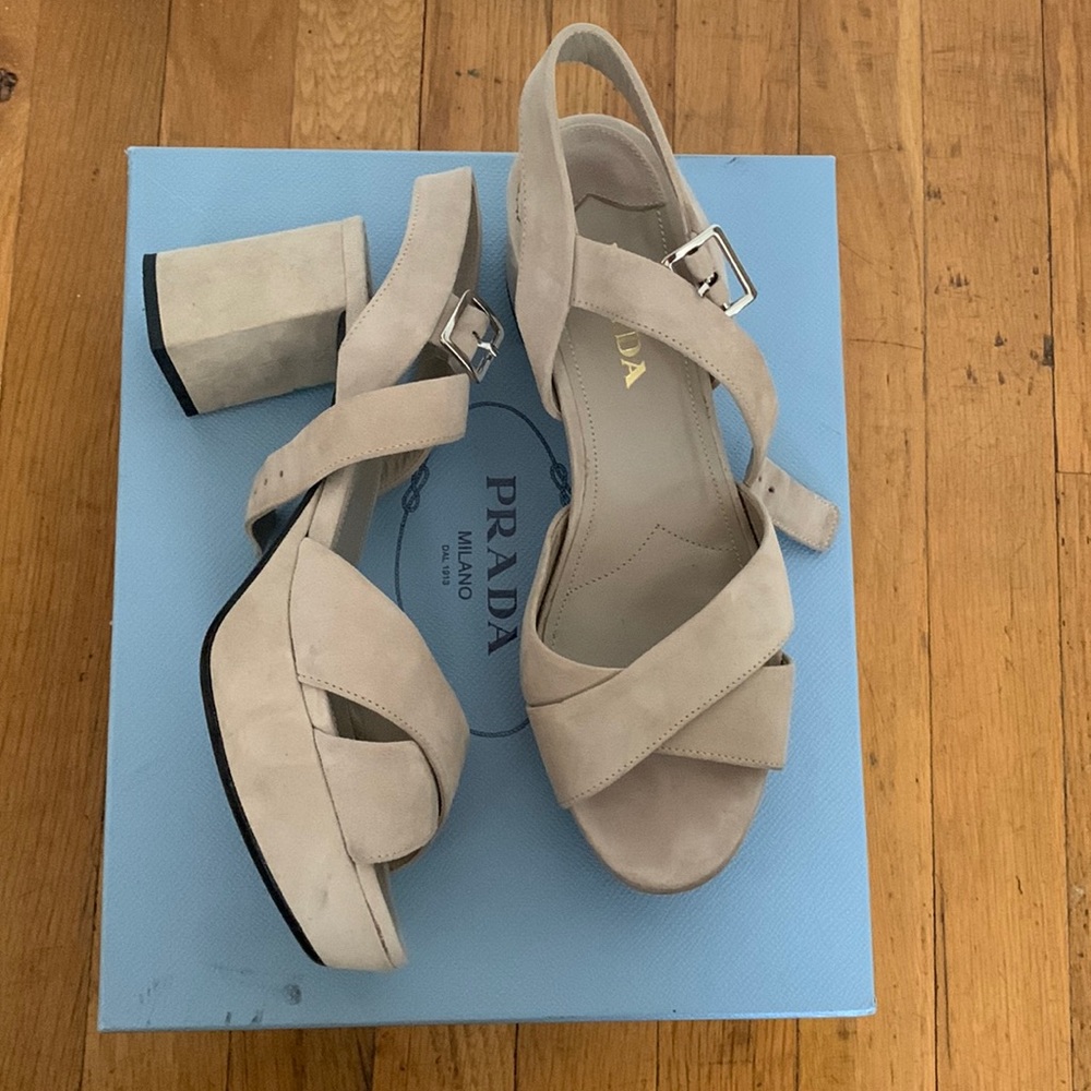 Platform Prada suede sandals worn once size 38 us 8